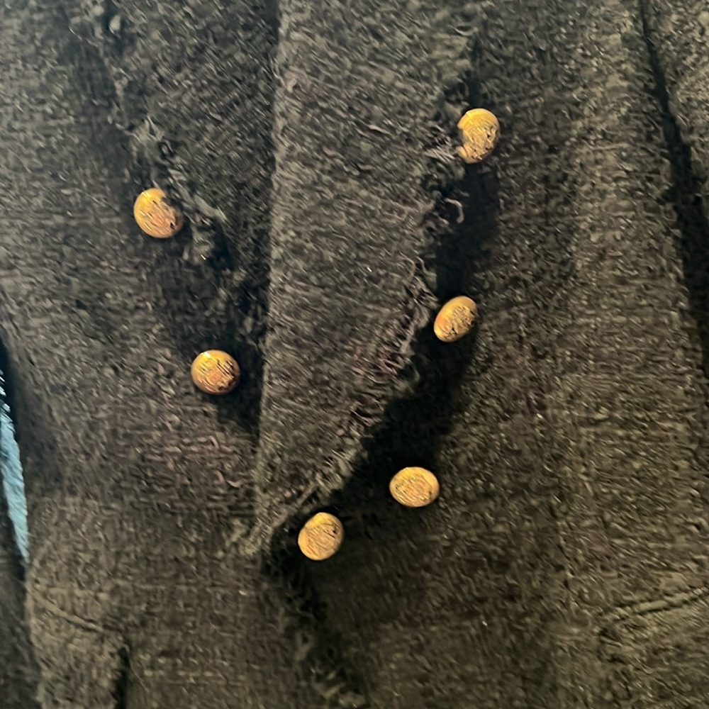 💛 Zara Black Tweed Frayed Blazer S 💛 - Picture 6 of 11